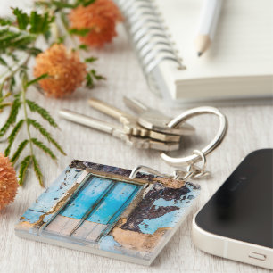 Blue wall and door key ring