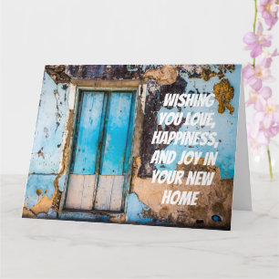 Blue wall and door new home congratulations card