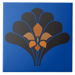 Blue wall tile - art deco tile 