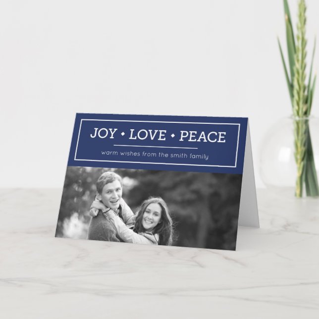 Blue Warm Wishes Joy Love Peace Holiday Photo (Front)