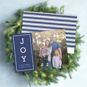 Blue Warm Wishes Modern Joy Holiday Photo Card