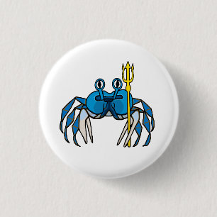 Blue Warrior Crab 3 Cm Round Badge