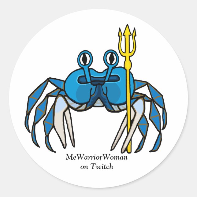 Blue Warrior Crab, MeWarriorWoman on Twitch Classic Round Sticker (Front)