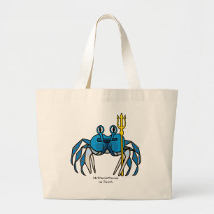 Blue Warrior Crab,  MeWarriorWoman on Twitch Large Tote Bag