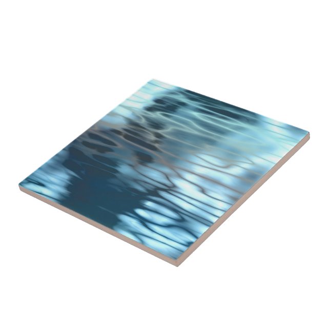 Blue Water Abstract Ceramic Tile (Side)