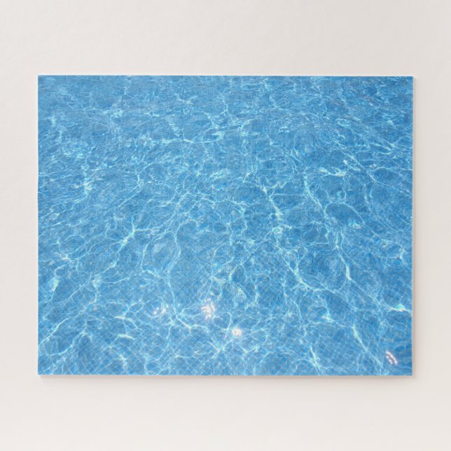 Blue Water Aqua Template Swimming Pool Trendy Jigsaw Puzzle (Horizontal)