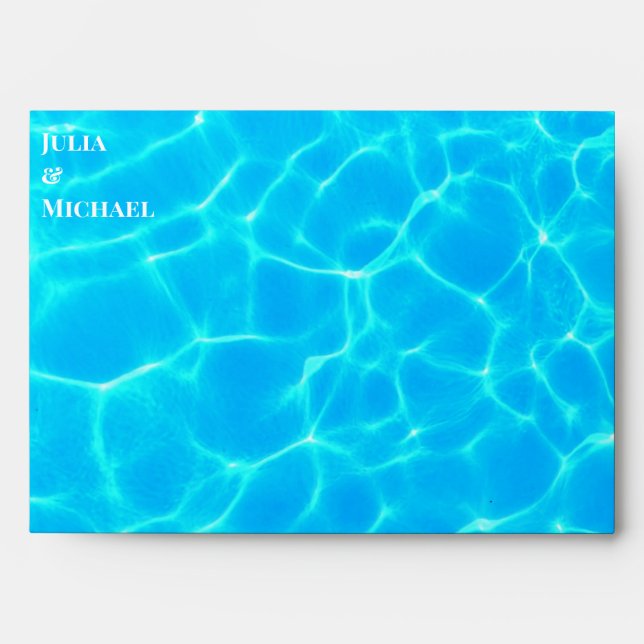 Blue Water Beach & Destination Wedding Ocean Theme Envelope (Front)