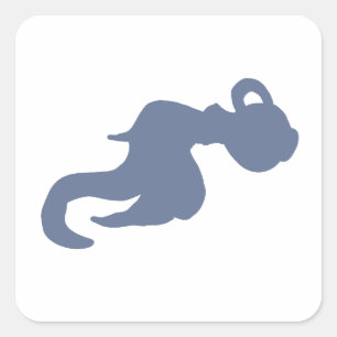 Blue Water Bearer Zodiac Silhouette Square Sticker