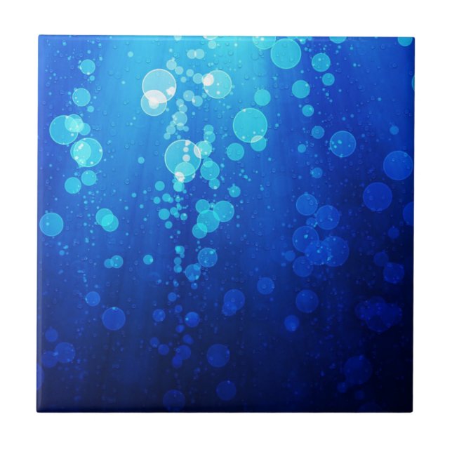 Blue Water Bubbles Abstract Ceramic Tile (Front)