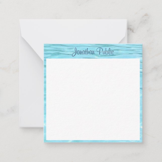 Blue Water Calligraphy Script Name Aqua Template (Front)