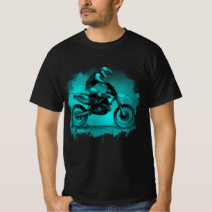 Blue Water Colour Dirt Bike T-Shirt
