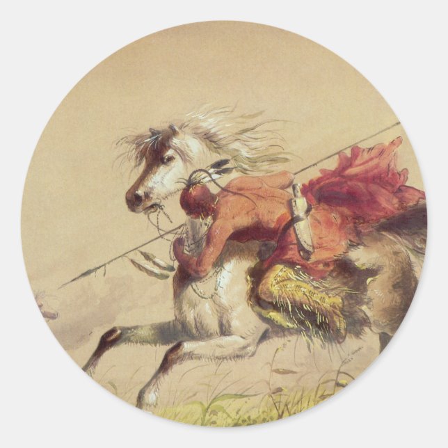 Blue Water Creek Battle By Alfred Jacob Miller Classic Round Sticker (Front)