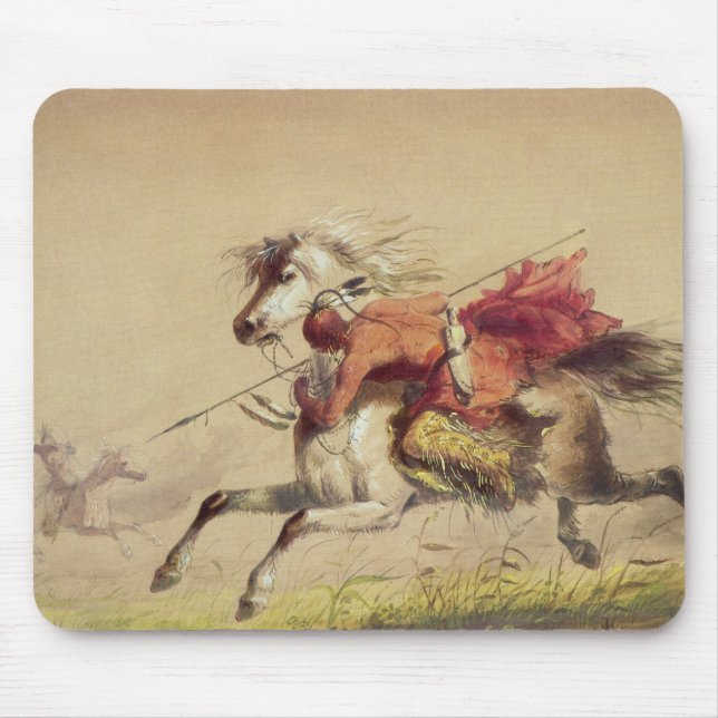 Blue Water Creek Battle By Alfred Jacob Miller Mouse Pad (Front)