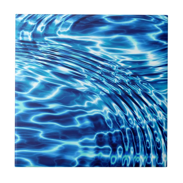 Blue water design ceramic tile (Front)