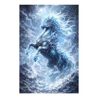 Blue Water Dragon – Mythical Dragon Horse Kirin Fa Photo Print