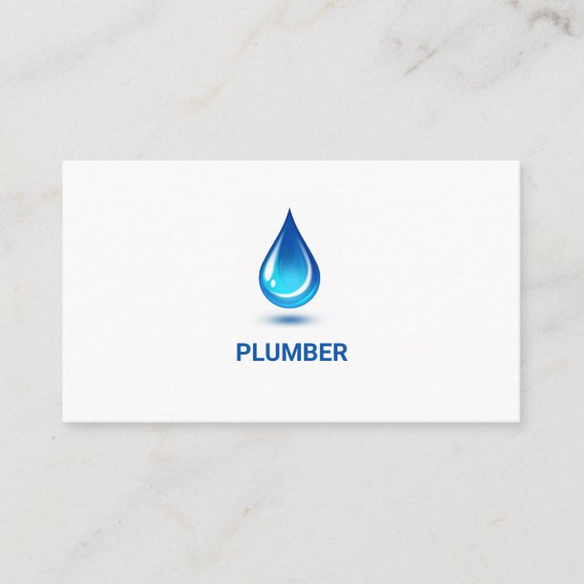 Blue Water Drip Professional Plumbing Service Business Card (Front)