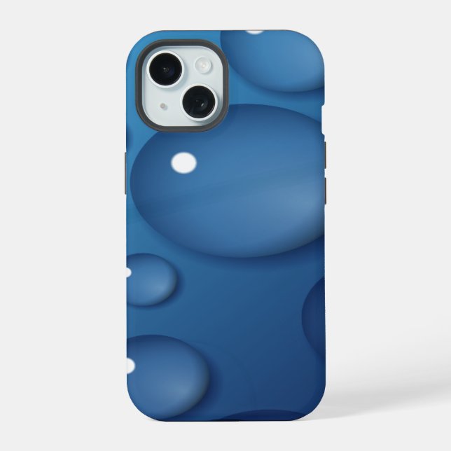 Blue Water Drop Texture iPhone 15 Case (Back)