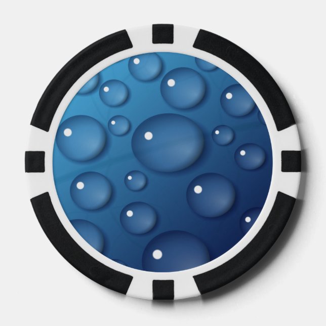 Blue Water Drop Texture Poker Chips (Front)