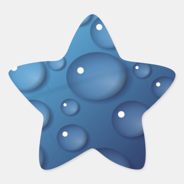 Blue Water Drop Texture Star Sticker (Front)