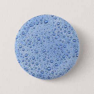 Blue water droplets 6 cm round badge