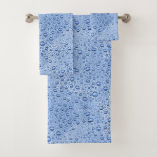 Blue water droplets bath towel set