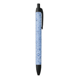 Blue water droplets black ink pen