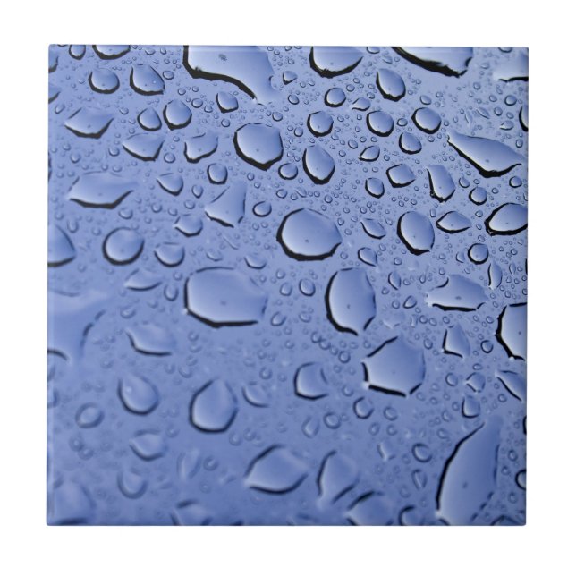 Blue Water Droplets Ceramic Tile (Front)