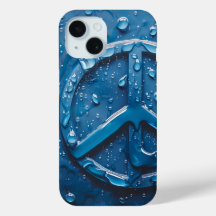 Blue Water Droplets Peace Symbol Phone Case