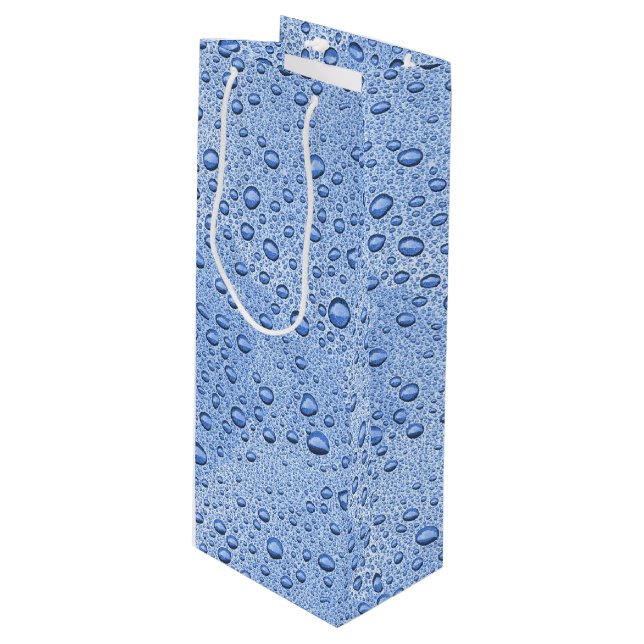Blue water droplets wine gift bag (Front Angled)