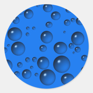 Blue Water Drops Bubbles Classic Round Sticker