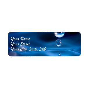 Blue Water Drops Return Address Label