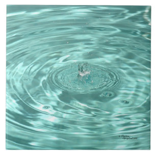 Blue water drops ripples Tile