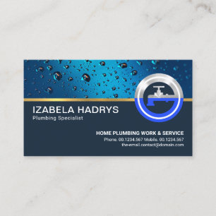 Blue Water Drops Special Faucet Logo Business Card