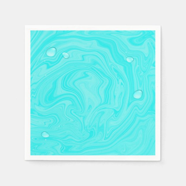 Blue Water Drops Summer Swim Pool Birthday Party Napkin (Front)