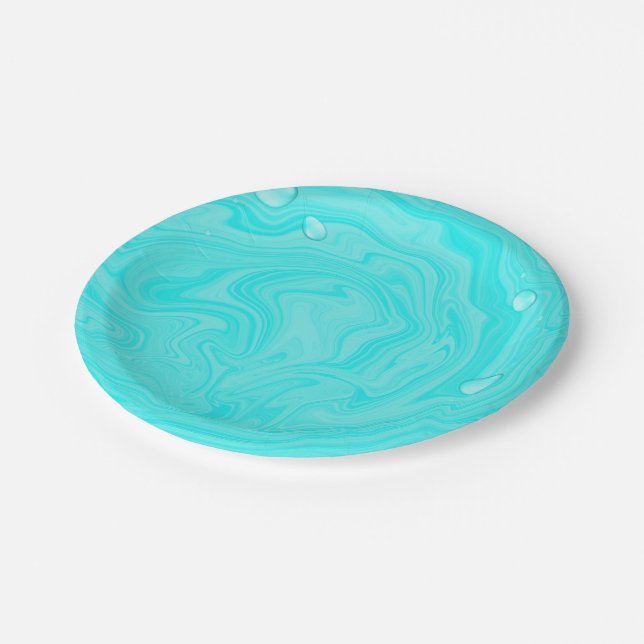 Blue Water Drops Summer Swim Pool Birthday Party Paper Plate (Angled)