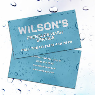 Blue water drops washing service Business Card