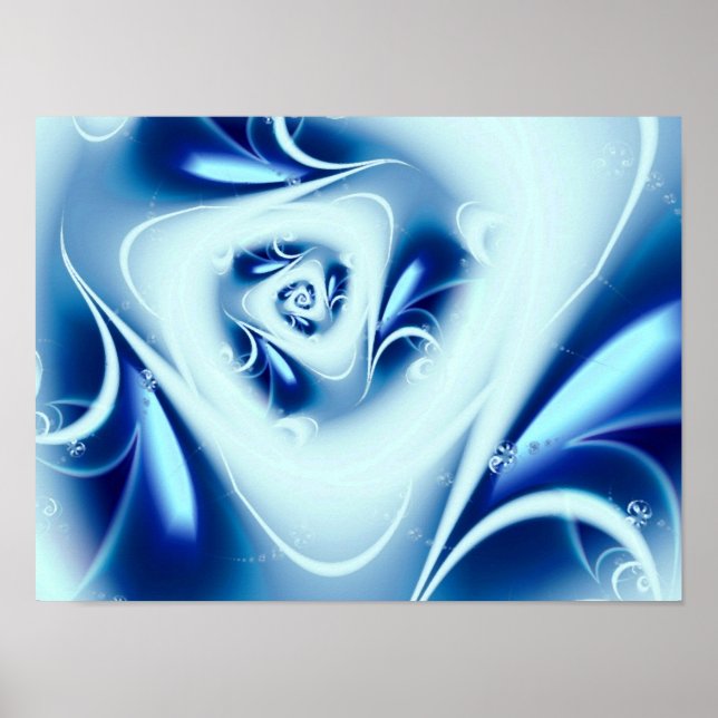 Blue Water Fine Fractal Art Poster (Front)