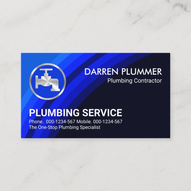 Blue Water Layers Plumber Business Card (Front)