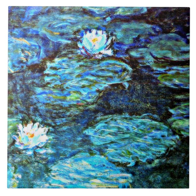 Blue Water Lilies by Monet Ceramic Tile (Front)