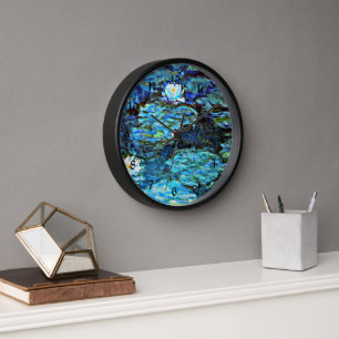 Blue Water Lilies by Monet Clock