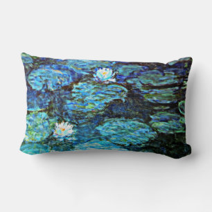 Blue Water Lilies by Monet Lumbar Cushion