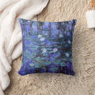 Blue Water Lilies painting by Claude Monet Cushion