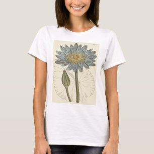 Blue Water Lily Botanical Illustration T-Shirt