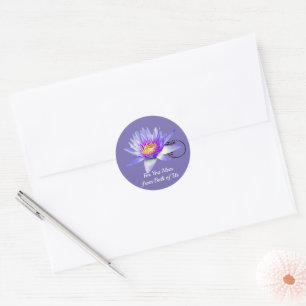 Blue water lily,  classic round sticker