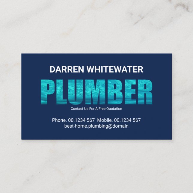 Blue Water Log Plumber Signage Plumbing Service Business Card (Front)