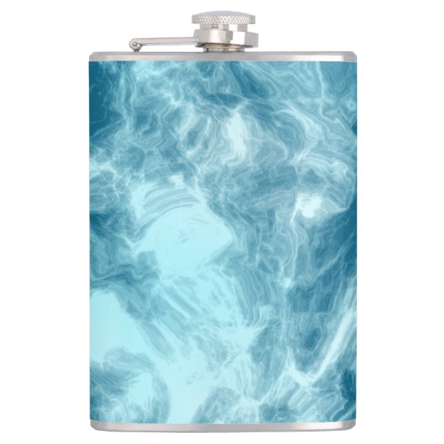Blue Water Marble  Hip Flask (Front)