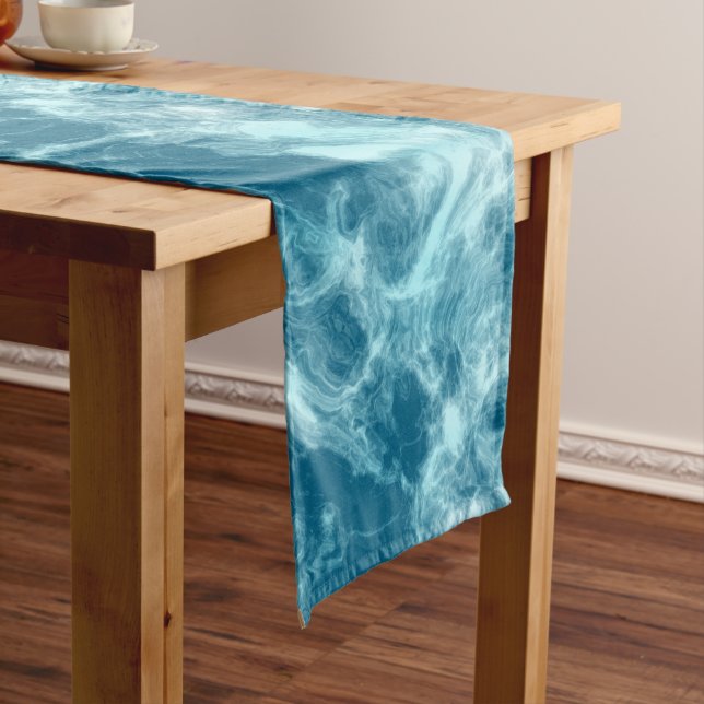 Blue Water Marble  Medium Table Runner (In Situ)