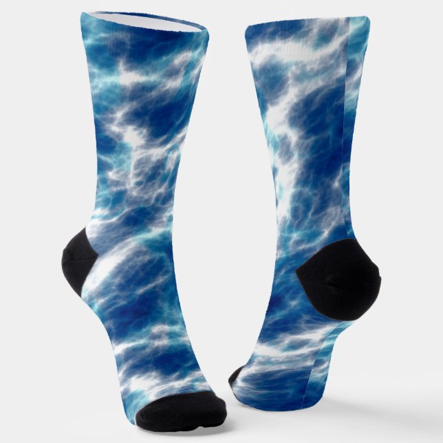 Blue Water Marble   Socks (Angled)