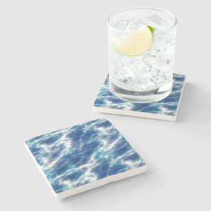 Blue Water Marble   Stone Coaster