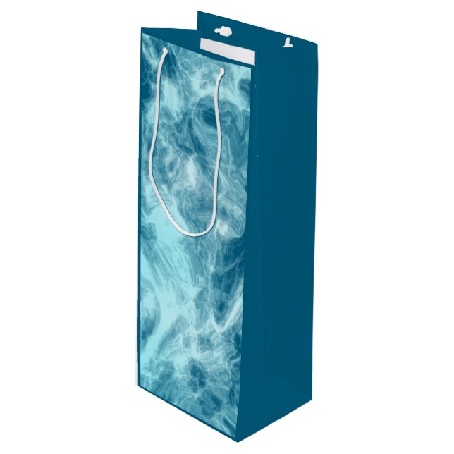 Blue Water Marble   Wine Gift Bag (Front Angled)